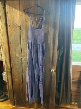 Lightweight Lavender Cotton Overalls Jumpsuit Large